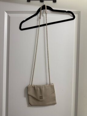 Coccinelle Beige Leather Crossbody Chain Bag